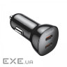 Автомобільний зарядний пристрій, 2 USB-C, 40Вт, PD, чорний (TC0008-BK)