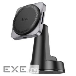 Автотримач HOCO HW16+ Wireless Charging 15W, кріплення на торпеду, магніт, Black, Box , Black, Box
