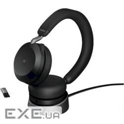 Гарнітура бездротова JABRA Evolve2 75 MS Stereo USB-A w/charging base Black (27599-9 (27599-989-989)