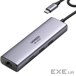 Порт-реплікатор UGREEN CM512 7-in-1 USB-C to HDMI, 2xUSB3.0, LAN, TF/SD, PD 100W (90568) (UGR-90568)