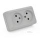 Розетка подвійна без заземлення зовнішнього монтажу O0102, біла , Q14