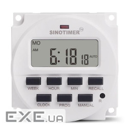 Таймер тижневий Sinotimer TM618N-4, програмований, 16А, 12V, 60х60х30 мм