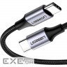 Дата кабель USB-C to USB-C 2.0m US261 18W Round Cable Nickel Plating Aluminum Shell Black Ugreen (50152)