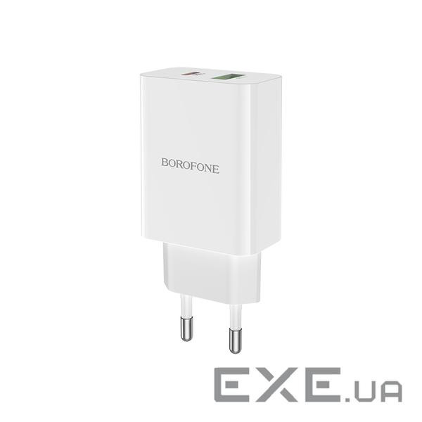 Зарядний пристрій BOROFONE BA56A Lavida dual port PD20W+QC3.0 charger White (BA56AW)