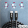 Дата кабель USB-C to USB-C 3.0m v3.2 Gen 1 PD 60W 3A black AXAGON (BUCM3-CM30AB) (BUCM3-CM30AB 3м)