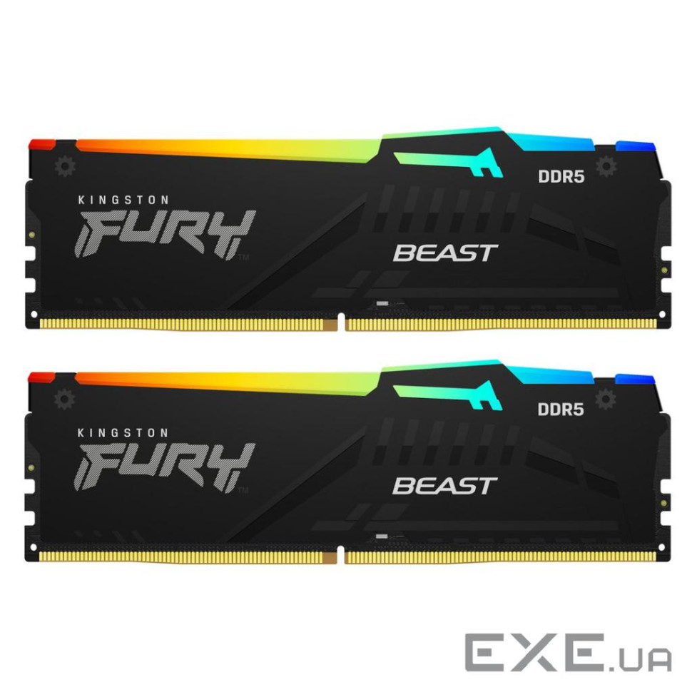 Модуль пам'яті KINGSTON FURY Beast RGB EXPO Black DDR5 6800MHz 32GB Kit 2x16GB (KF568C34BBEAK2-32)