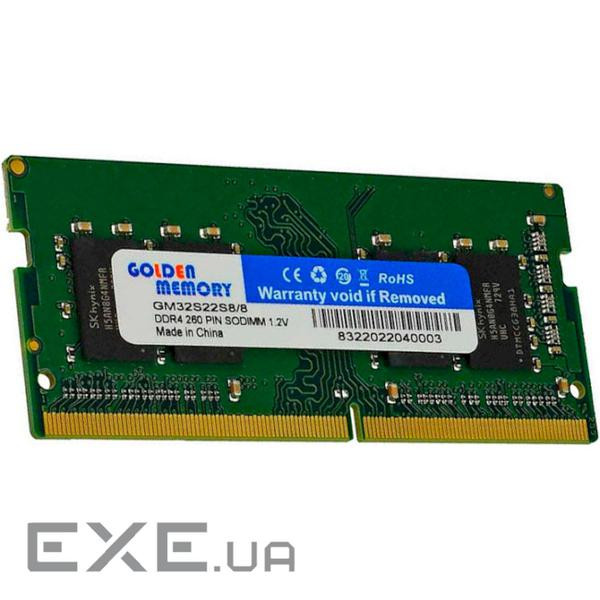 Модуль пам'яті GOLDEN MEMORY SO-DIMM DDR4 3200MHz 8GB (GM32S22S8/8)