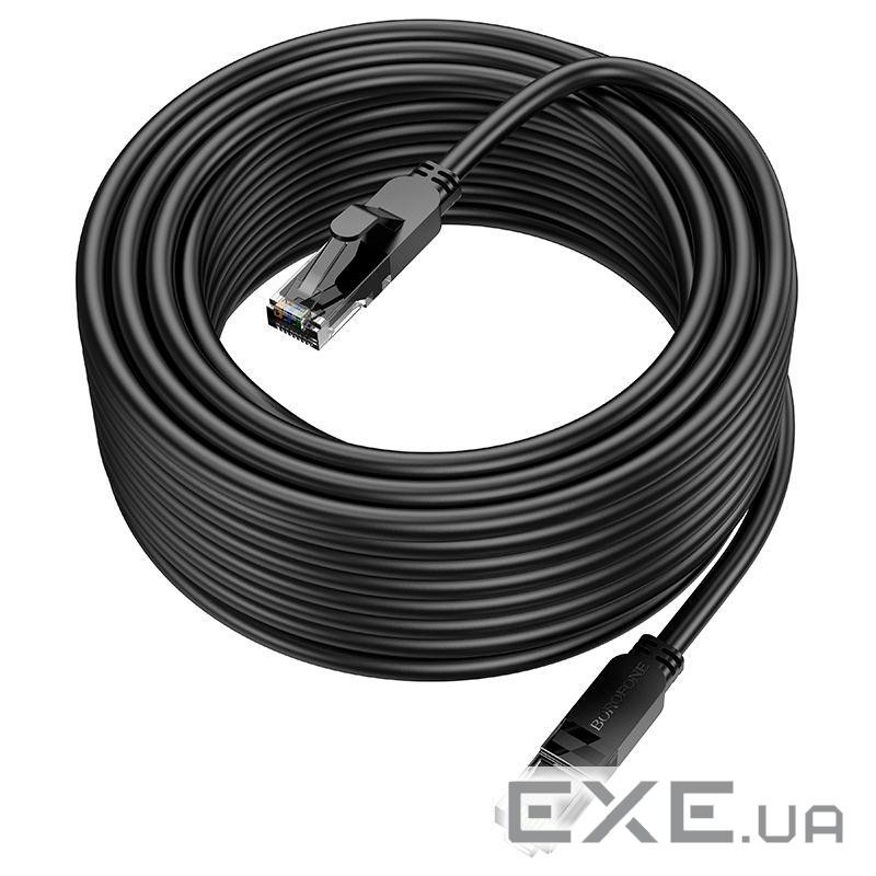 Патч-корд 10 м, UTP, Black, Borofone BUS01, Cat.6, CCA, PVC (BUS01_10M_BK)