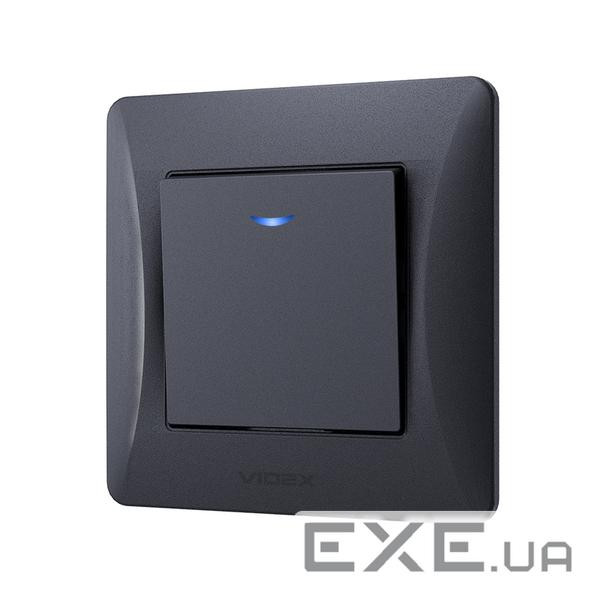 Выключатель Videx BINERA 1кл с подсветкой черный графит (VF-BNSW1L-BG)