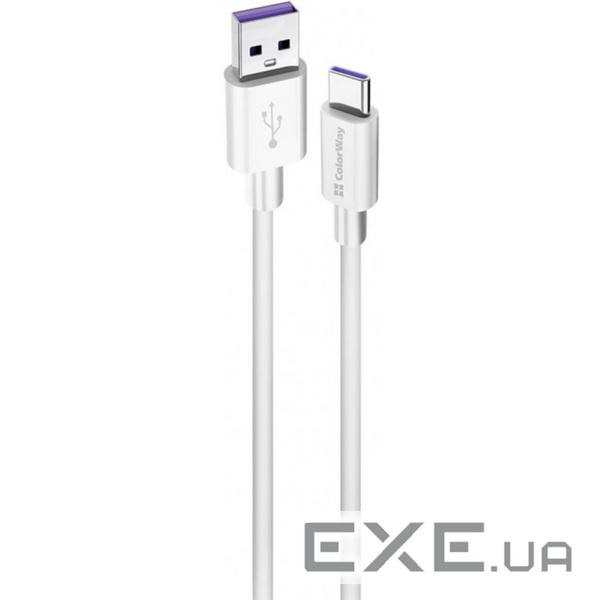 Дата кабель USB 2.0 AM to USB-C 1.0m 5A white ColorWay (CW-CBUC019-WH)
