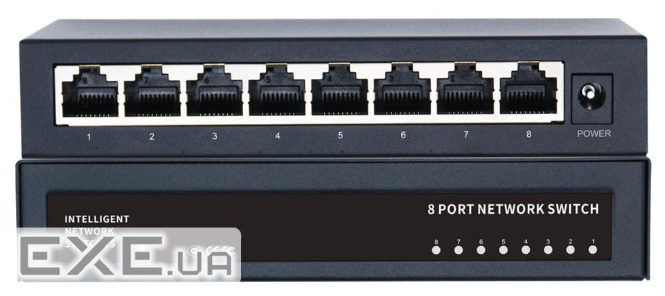 Комутатор Merlion MG1008 8 портів Ethernet 10 / 100 / 1000 Мбіт / сек. метал DC 5V 2А. Бло (YT41672)