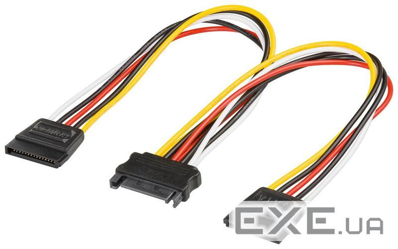 Кабель живлення внутрішній Goobay SATA 15p 1x2 F/M, 0.20m Y-form прямі (75.09.5114-50)