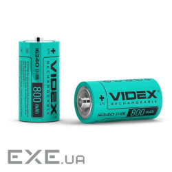 Акумулятор 16340, 800 mAh, Videx, 1 шт, Li-ion, 3.7V, без захисту , Bulk (16340/800/1B)