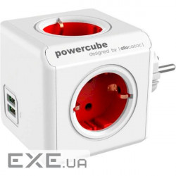 Розгалужувач мережі ALLOCACOC PowerCube Original USB Red, 4 розетки , 2xUSB (1202RD/DEOUPC)