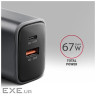 Зарядний пристрій AXAGON 1xUSB-C PD67W + 1xUSB QC4+ PPS gray (ACU-PQ67)