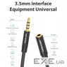 Кабель Vention Audio 3.5 mm M - 3.5 mm F, 1 m, Black (VAB-B06-B100-M)