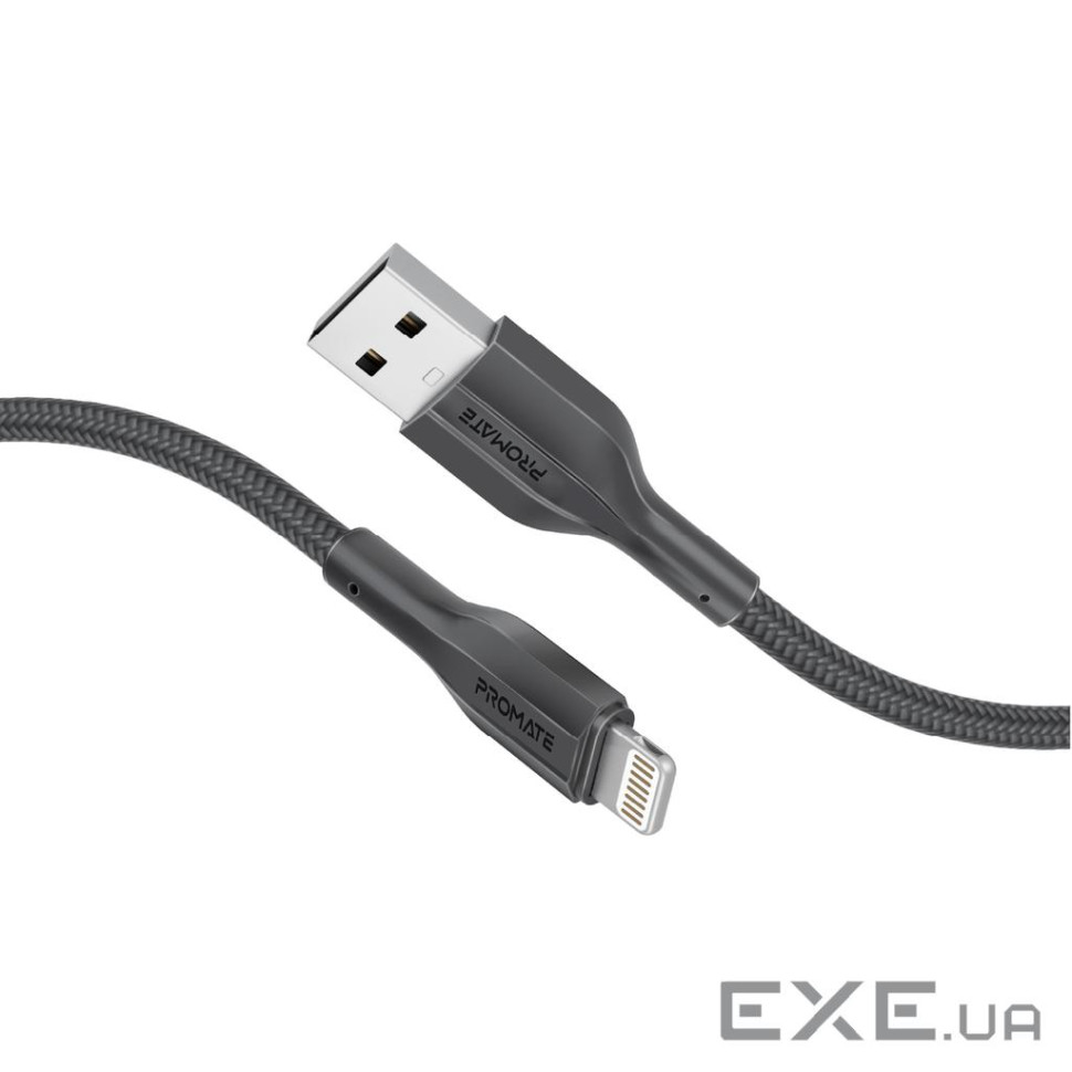 Дата кабель USB 2.0 AM to Lightning 2.0m 2A black Promate (xcord-ai200.black)