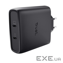 Зарядний пристрій мережевий Trust Maxo 100Вт, GaN, 2xUSB-C ,PD/PPS, чорний (25527)