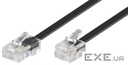 Кабель телефонний RJ11-RJ45 U/UTP M/M (Western) 15.0m, плоский 6P4C/8P4C, чорний (75.06.8579-10)