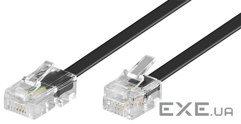 Кабель телефонний RJ11-RJ45 U/UTP M/M (Western) 15.0m, плоский 6P4C/8P4C, чорний (75.06.8579-10)