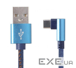 Дата кабель USB 2.0 AM to USB-C 1.0m 90 Cablexpert (CC-USB2J-AMCML-1M-BL)