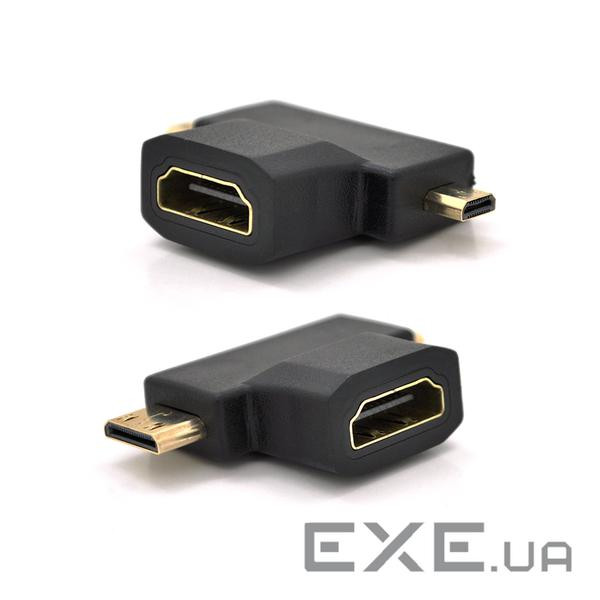 Перехідник VOLTRONIC mini HDMI(тато)-micro HDMI(тато)-HDMI(мама) ) (YT-A-HDMImn(M)-mr(F)/(M))
