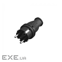 Вилка штепсельная ELM PDR-EL B прямая с заземлением 16А IP44 Черная (41-0043)
