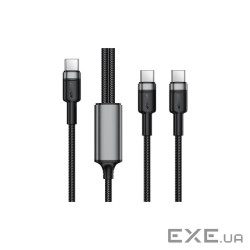 Дата кабель USB-C to 2xUSB-C 1.2m 100W nylon black Acefast (6974316285120)
