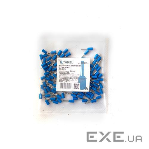 Наконечник кабельний штирьовий втулковий з ізоляцією 0.5мм.кв синій 100шт (087436)