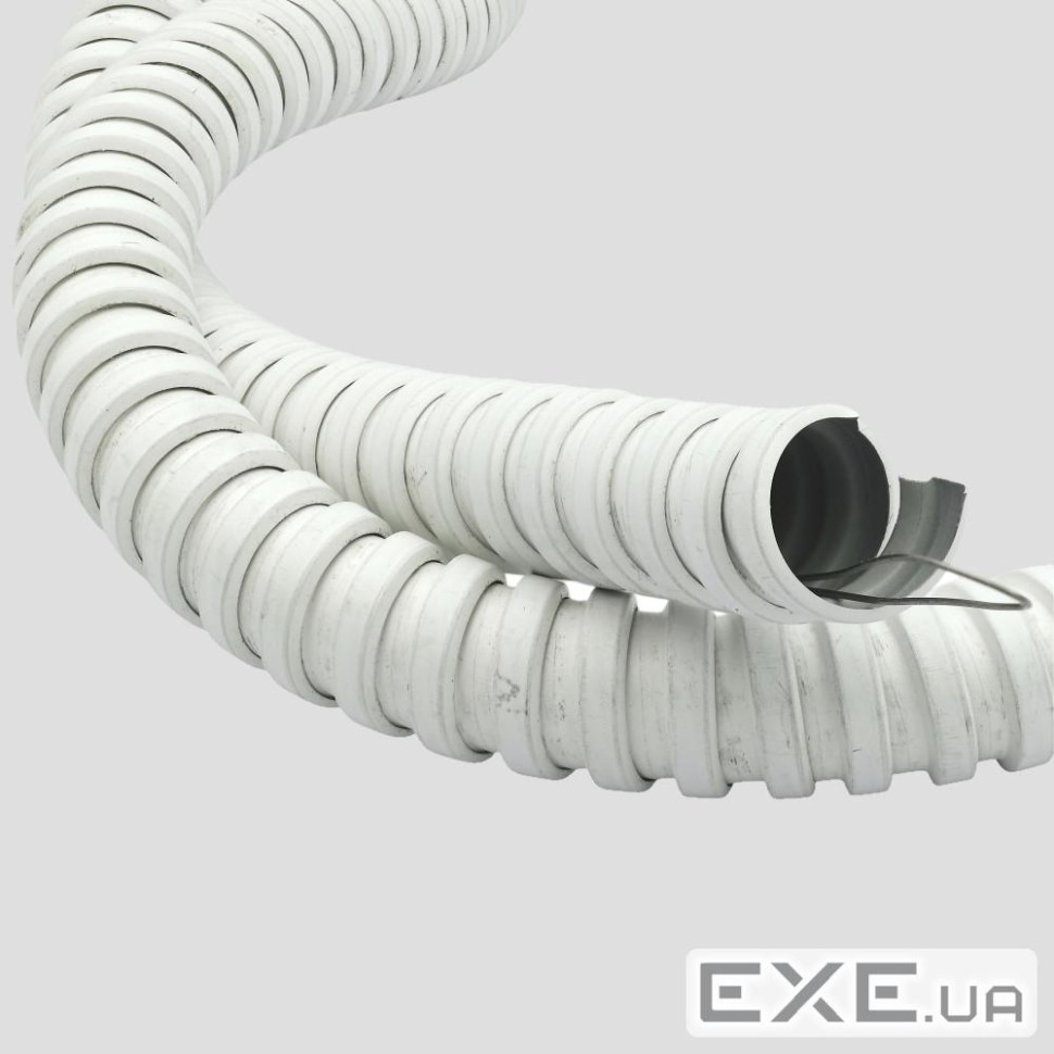 Металорукав, D17/15 мм (50 м)вуличний оцинкований фарбований з протяжкою, білий (РЗ-ЦФБ-15(50)) -15(50))