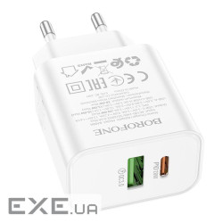 СЗУ BOROFONE BA88A 110-240V, PD20W+Q3.0, USB+ Type-C, White , Blister (BA88A / 20WW)