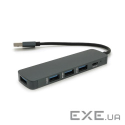 Хаб USB 3.0 алюмінієвий, 4 порту, 20 см, заряд до 900mAh, підтримка до 2TB, Пакет (YT-3H4 / 2TB) (YT-3H4 / 2TB)