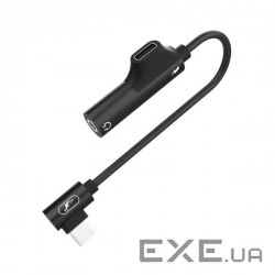 Перехідник SkyDolphin AU03 USB-C - Jack 3.5 + USB-C (M/F), Black (ADPT-00027)