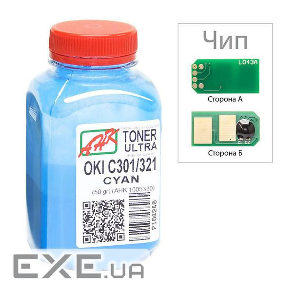 Тонер OKI C301/321, 50г Cyan +chip AHK (1505326)