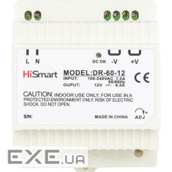 Блок живлення HiSmart 12V, 4.5A, 60W, DIN (DR-60-12)