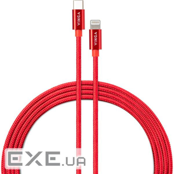 Дата кабель USB-C to Lightning 1.0m 20W Nylon Red Vinga (VCDCCLM531)