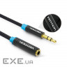 Кабель Vention Audio 3.5 mm M - 3.5 mm F, 2 m, Black (VAB-B06-B200-M)