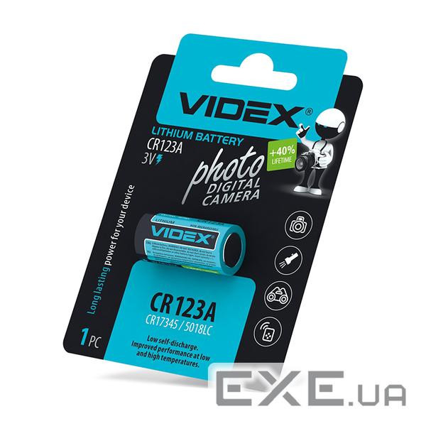 Батарейка CR123A, літієва, Videx, 1 шт, 1500mAh, 3V, Blister (CR123A 1шт )
