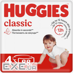 Підгузки Huggies Classic 4 (7-18 кг) J-Pack 88 шт . ( 2*44) (5029054228975)