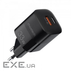 Зарядний пристрій Choetech GaN USB-A/USB-C 33W QC3.0/PD/PPS (PD5006-EU-BK)