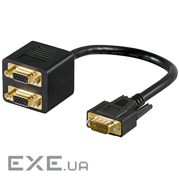 Перехідник моніторний VGA HD15 1x2 (Splitter),Pas Y-form 0.2m Gold,чорний (75.09.3263-1) (75.09.3263-1)