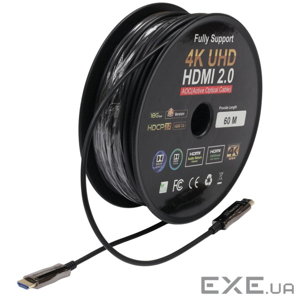 HDMI 2.0 патчкорд 60м з передачею сигналу 4K UHD по оптичному кабелю (AOC) (LW-HA-60)