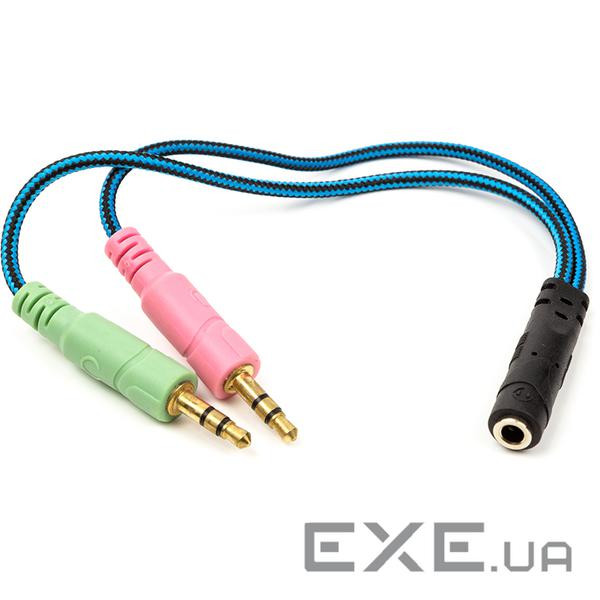 Перехідник 3.5mм 4pin (F) to 2x3.5mм 3pin (M), 0.22m PowerPlant (CA913084)