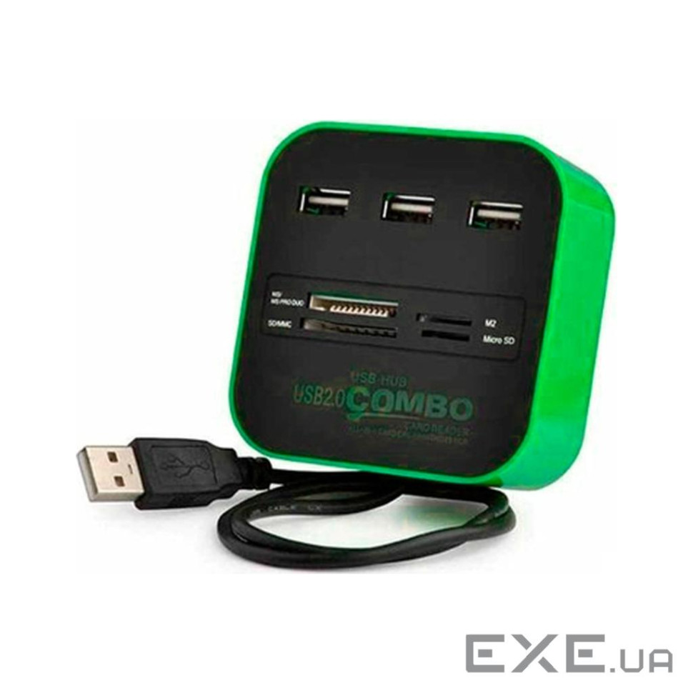 Концентратор Voltronic USB 2.0 to 3xUSB 2.0 + SD/MMC/TF/M2 green/black (CUB3-GB)