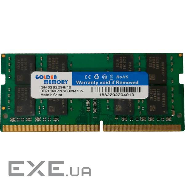 Модуль пам'яті GOLDEN MEMORY SO-DIMM DDR4 3200MHz 16GB (GM32S22S8/16)