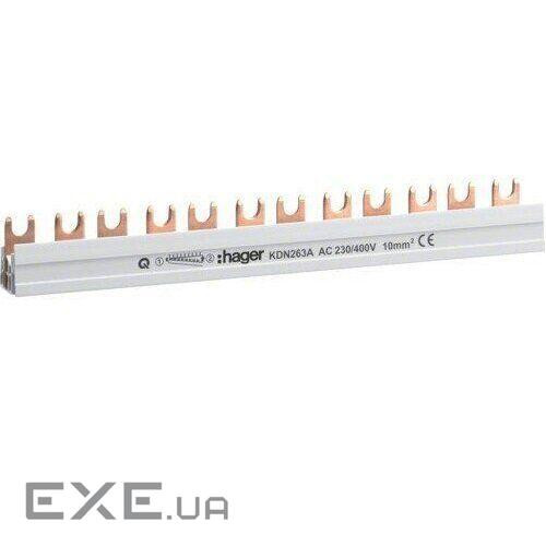 Шина сполучна вилкова, 2-полюсна на 12 модулів, з ізоляцією, 10мм 2 (KDN263A)