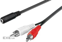 Кабель Goobay аудіо-адаптер Jack 3.5mm 3pin-RCAx2 F/M,1.4m плоский AWG29 2x2.6mm (75.05.0442-1)
