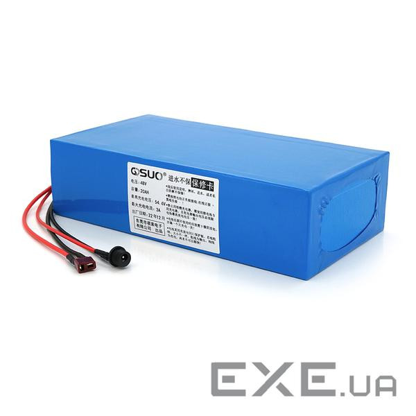 Акумуляторна батарея літієва QiSuo 48V 20A з елементами Li-ion 18650, DC: 5.5x2.1мама + ро (QS-4820) (QS-4820)