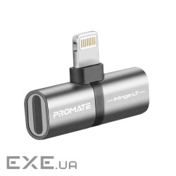 Адаптер Promate Lightning - 2х Lightning (M/F) iHinge Grey (ihinge-lt.grey)