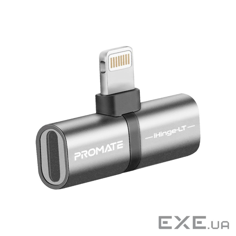 Адаптер Promate Lightning - 2х Lightning (M/F) iHinge Grey (ihinge-lt.grey)